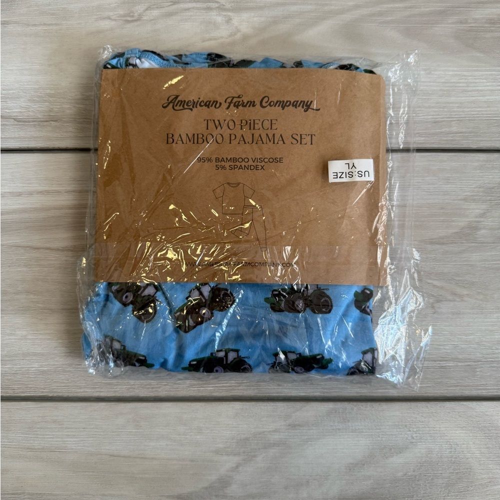 American Farm Company Big Green Tractor Bamboo Pajama Set Blue YL NWT - Picture 8 of 8